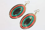 Third Eye Geo Drop Earrings Gold Tone 3 Inch Length
