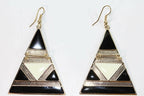 Egyptian Enamel Dangle Earrings 2.5 Inch Drop Turquoise