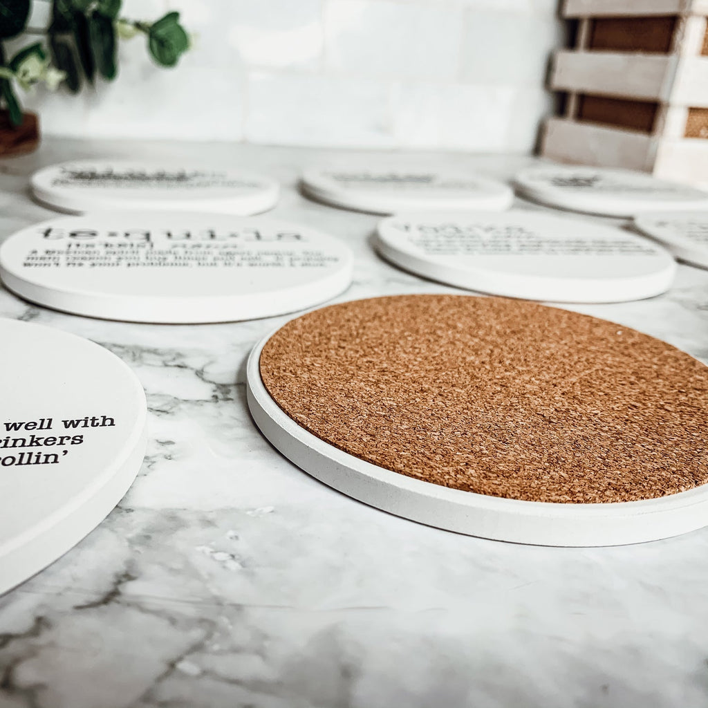 Funny Drink Definition Coasters Set Dictionary Quote Coasters For Bar And Countertop Decor BandsCo Straps