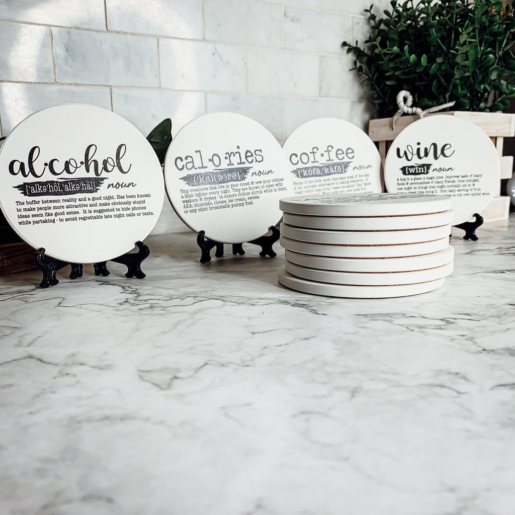 Funny Drink Definition Coasters Set Dictionary Quote Coasters For Bar And Countertop Decor BandsCo Straps