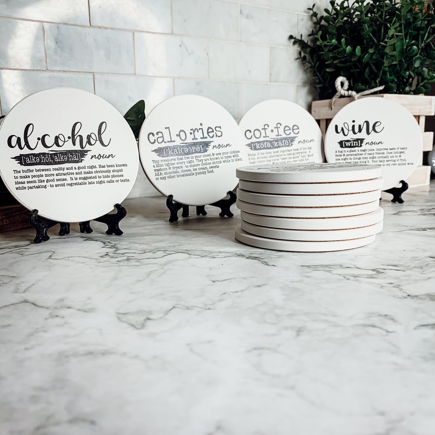 Funny Drink Definition Coasters Set Dictionary Quote Coasters For Bar And Countertop Decor BandsCo Straps