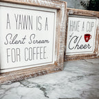 Cup Of Cheer Double Sided Coffee Bar Sign Holiday Winter Coffee Decor Red Mug Snowflake BandsCo Straps