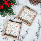 Santa Helper Double Sided Wooden Sign Wine Humor Holiday Decor Reversible Farmhouse Wall Plaque