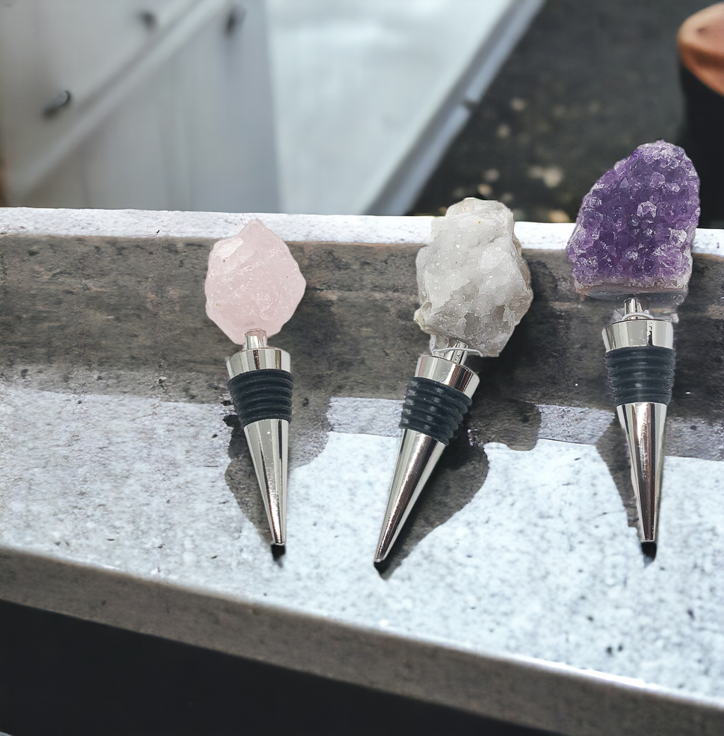 Natural Stone Wine Bottle Stoppers Set Decorative Bougie Bottle Stopper Gifts For Wine Lovers BandsCo Straps