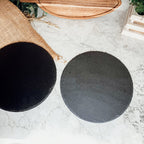 Slate Round 11" Cheese Board Natural Layered Edge Slim 5-6mm BandsCo Straps