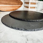 Slate Round 11" Cheese Board Natural Layered Edge Slim 5-6mm BandsCo Straps