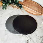 Slate Round 11" Cheese Board Natural Layered Edge Slim 5-6mm BandsCo Straps