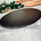 Slate Round 11" Cheese Board Natural Layered Edge Slim 5-6mm BandsCo Straps