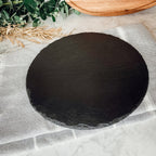 Slate Round 11" Cheese Board Natural Layered Edge Slim 5-6mm BandsCo Straps