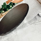 Slate Round 11" Cheese Board Natural Layered Edge Slim 5-6mm BandsCo Straps