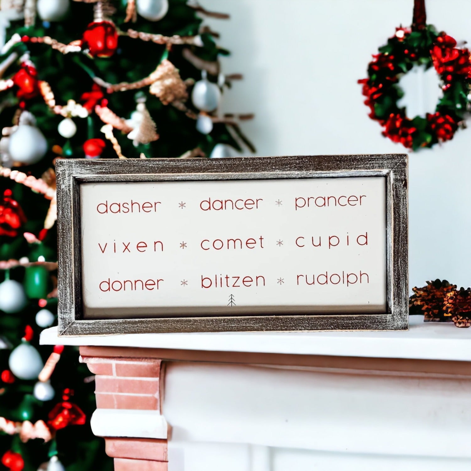 Rudolph And Friends Large Wooden Framed Embossed Christmas Sign With Metal Insert Holiday Decor