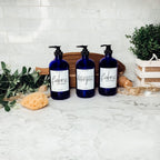 16oz Blue Glass Jar With White Label Lid Reusable Storage Canister