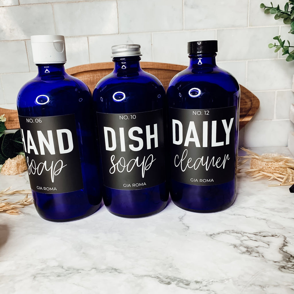 16oz Glass Tumbler Blue With Black Label - Reusable BPA Free Drinking Cup BandsCo Straps