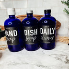 16oz Glass Tumbler Blue With Black Label - Reusable BPA Free Drinking Cup BandsCo Straps