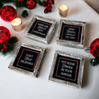 Black Chalkboard Style Wooden Christmas Sign Rustic Framed Holiday Wall Decor Set Of 4