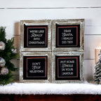 Black Chalkboard Style Wooden Christmas Sign Rustic Framed Holiday Wall Decor Set Of 4