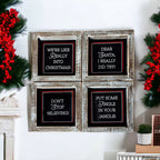 Black Chalkboard Style Wooden Christmas Sign Rustic Framed Holiday Wall Decor Set Of 4