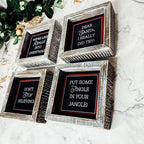Black Chalkboard Style Wooden Christmas Sign Rustic Framed Holiday Wall Decor Set Of 4