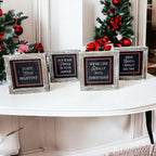 Black Chalkboard Style Wooden Christmas Sign Rustic Framed Holiday Wall Decor Set Of 4