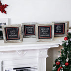 Black Chalkboard Style Wooden Christmas Sign Rustic Framed Holiday Wall Decor Set Of 4