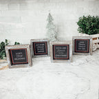 Black Chalkboard Style Wooden Christmas Sign Rustic Framed Holiday Wall Decor Set Of 4