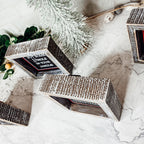 Black Chalkboard Style Wooden Christmas Sign Rustic Framed Holiday Wall Decor Set Of 4