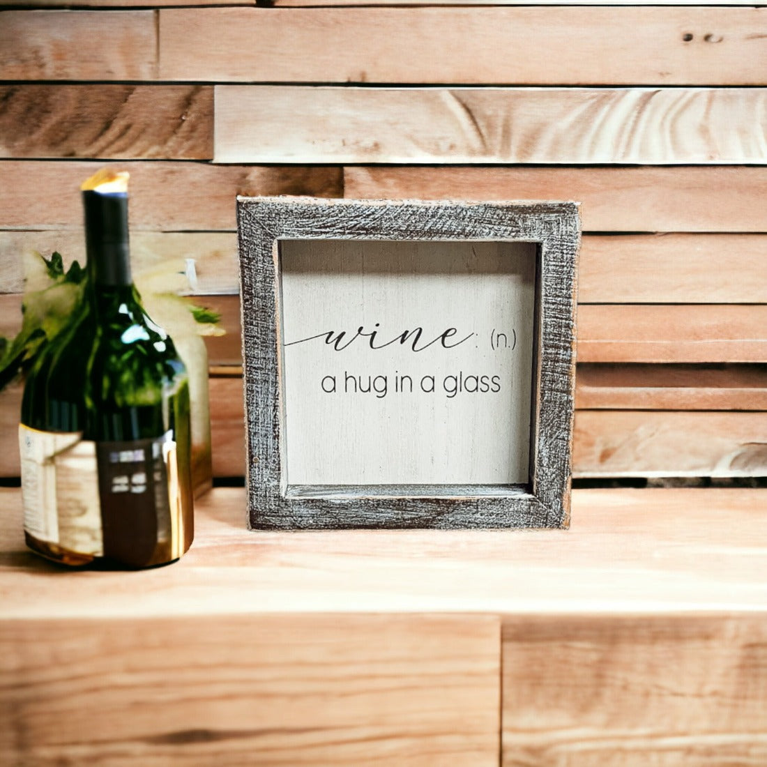Framed Wine Sign Wall Art Rustic Home Decor For Wine Lovers Kitchen Bar Display Gift BandsCo Straps