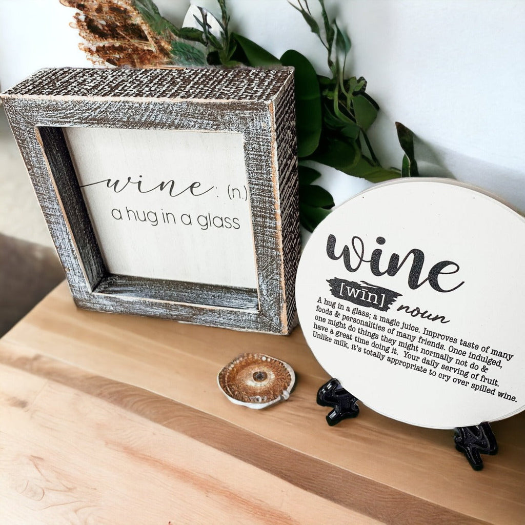 Framed Wine Sign Wall Art Rustic Home Decor For Wine Lovers Kitchen Bar Display Gift BandsCo Straps