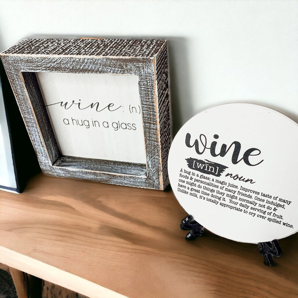 Framed Wine Sign Wall Art Rustic Home Decor For Wine Lovers Kitchen Bar Display Gift BandsCo Straps