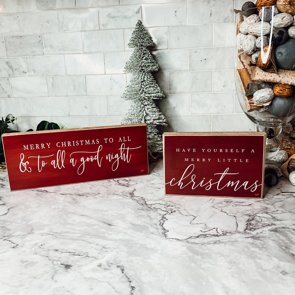 Christmas Wooden Block Sign 6x4x1 Red Have Yourself A Merry Little Christmas BandsCo Straps