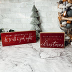 Christmas Wooden Block Sign 6x4x1 Red Have Yourself A Merry Little Christmas BandsCo Straps