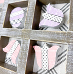 Easter Spring Tic Tac Toe Wooden Game Decor Set Tulip & Egg Pieces - 2 Sizes BandsCo Straps