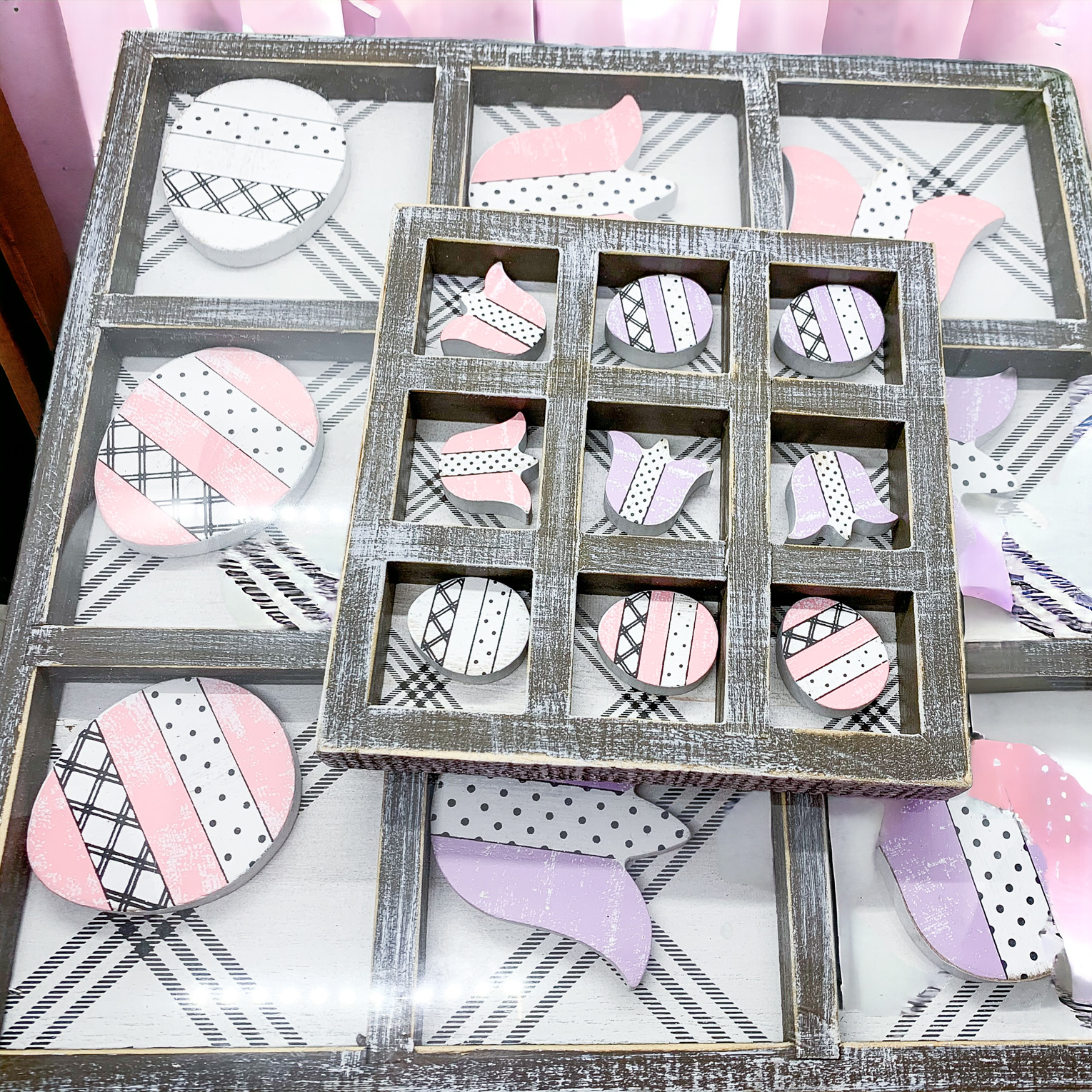 Easter Spring Tic Tac Toe Wooden Game Decor Set Tulip & Egg Pieces - 2 Sizes BandsCo Straps