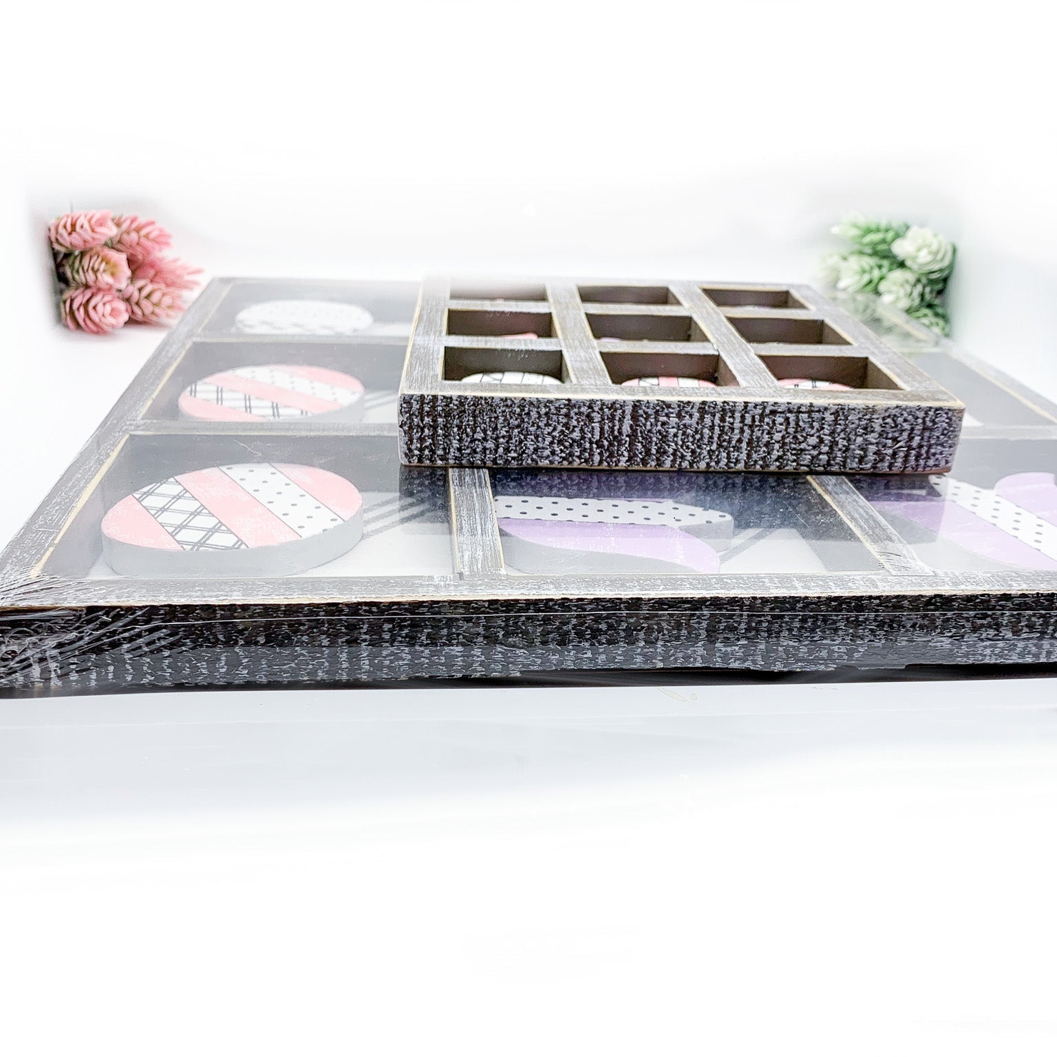 Easter Spring Tic Tac Toe Wooden Game Decor Set Tulip & Egg Pieces - 2 Sizes BandsCo Straps
