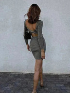 Mock Neck Bodycon Midi Dress - Open Back Twist Detail | Femstylo