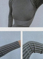 Mock Neck Bodycon Midi Dress - Open Back Twist Detail | Femstylo