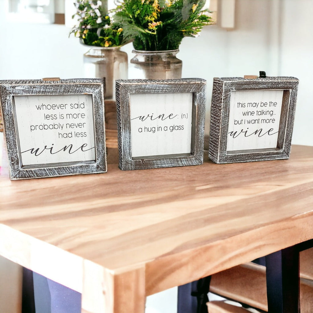 Framed Wine Sign Wall Art Rustic Home Decor For Wine Lovers Kitchen Bar Display Gift BandsCo Straps