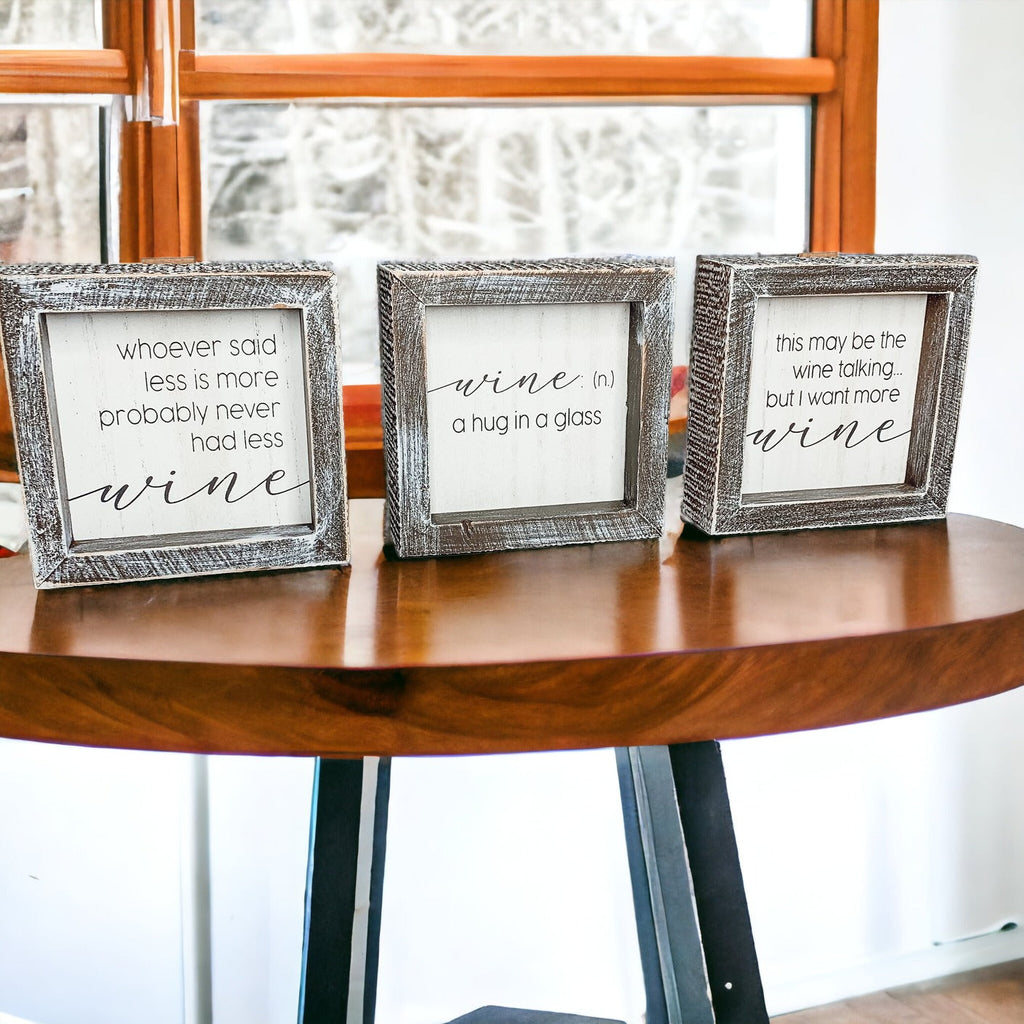 Wine Kitchen Sign 5x5 Thick Framed Wooden Bar Label Sign For Wine Lovers BandsCo Straps