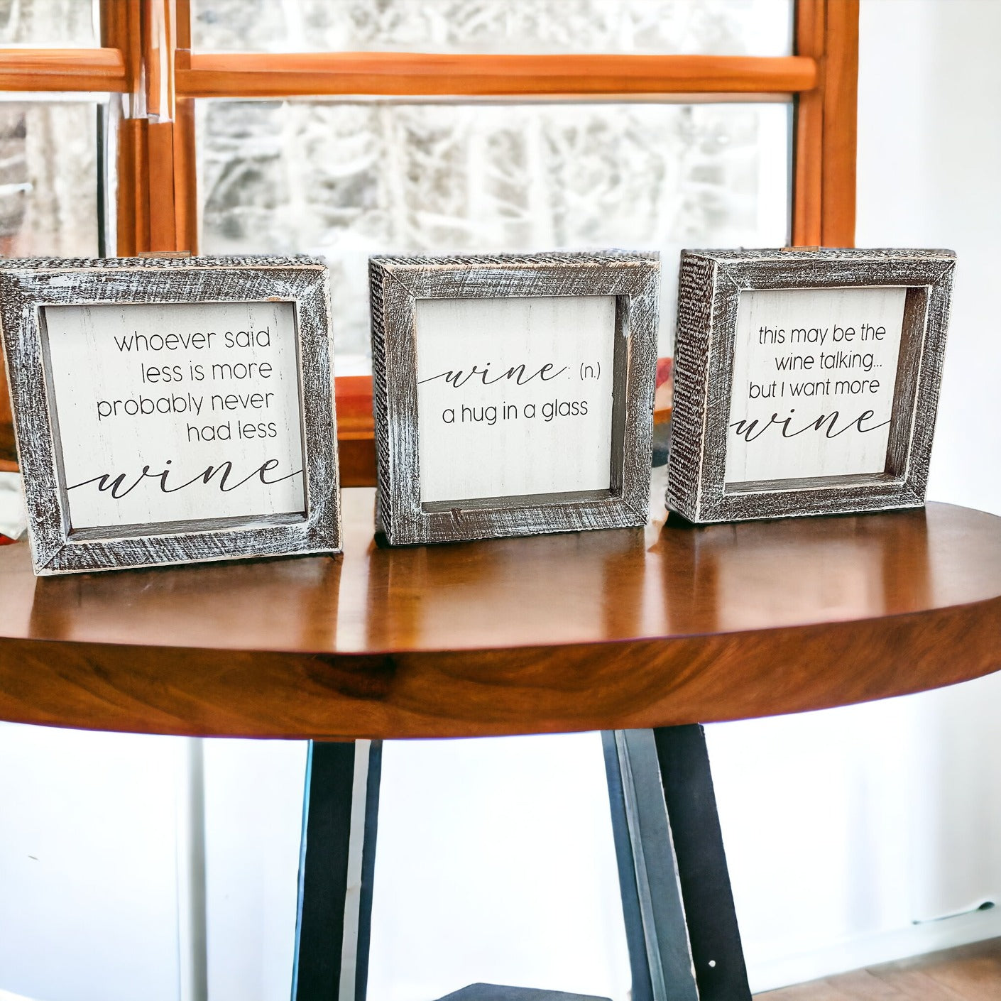 Wine Kitchen Sign 5x5 Thick Framed Wooden Bar Label Sign For Wine Lovers BandsCo Straps