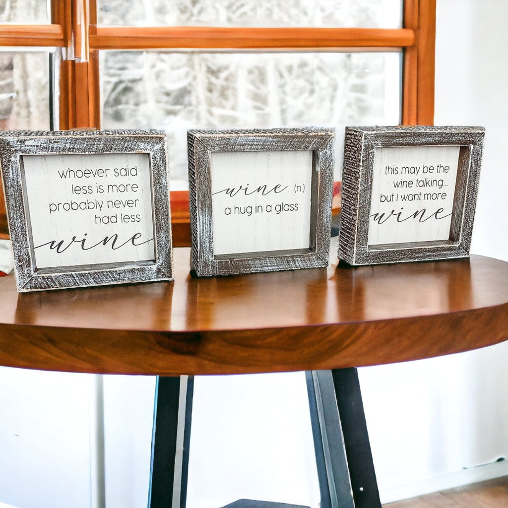 Framed Wine Sign Wall Art Rustic Home Decor For Wine Lovers Kitchen Bar Display Gift BandsCo Straps