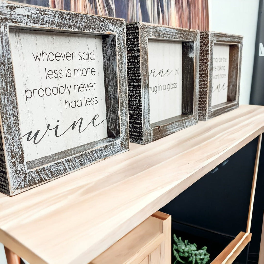 Framed Wine Sign Wall Art Rustic Home Decor For Wine Lovers Kitchen Bar Display Gift BandsCo Straps