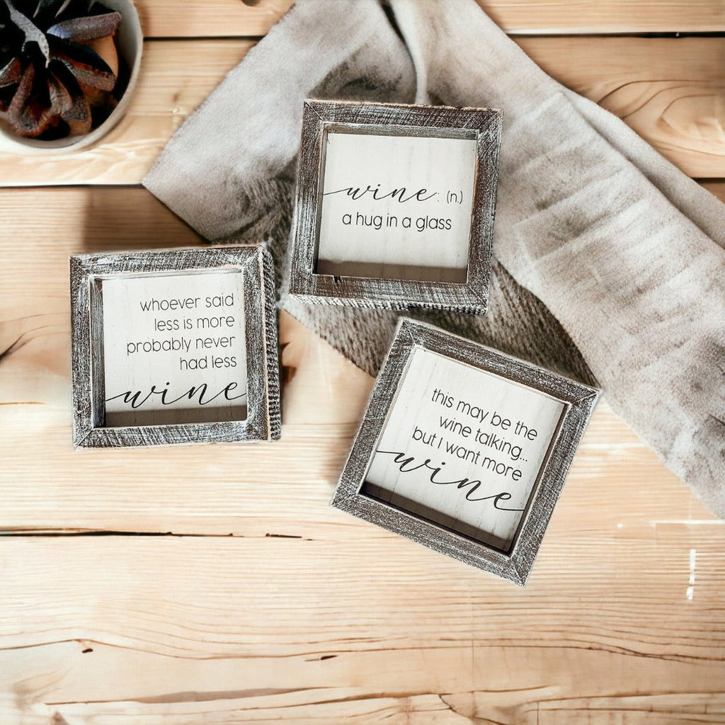 Framed Wine Sign Wall Art Rustic Home Decor For Wine Lovers Kitchen Bar Display Gift BandsCo Straps
