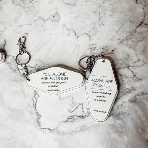 Wooden Inspirational Keychains Double Sided Engraved Motivational Messages Vertical Horizontal BandsCo Straps
