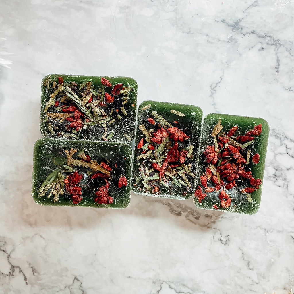 Cedar Berry XL Wax Melts Cranberry Sugar Wood Cabin Winter Scent With Cedar Tip BandsCo Straps