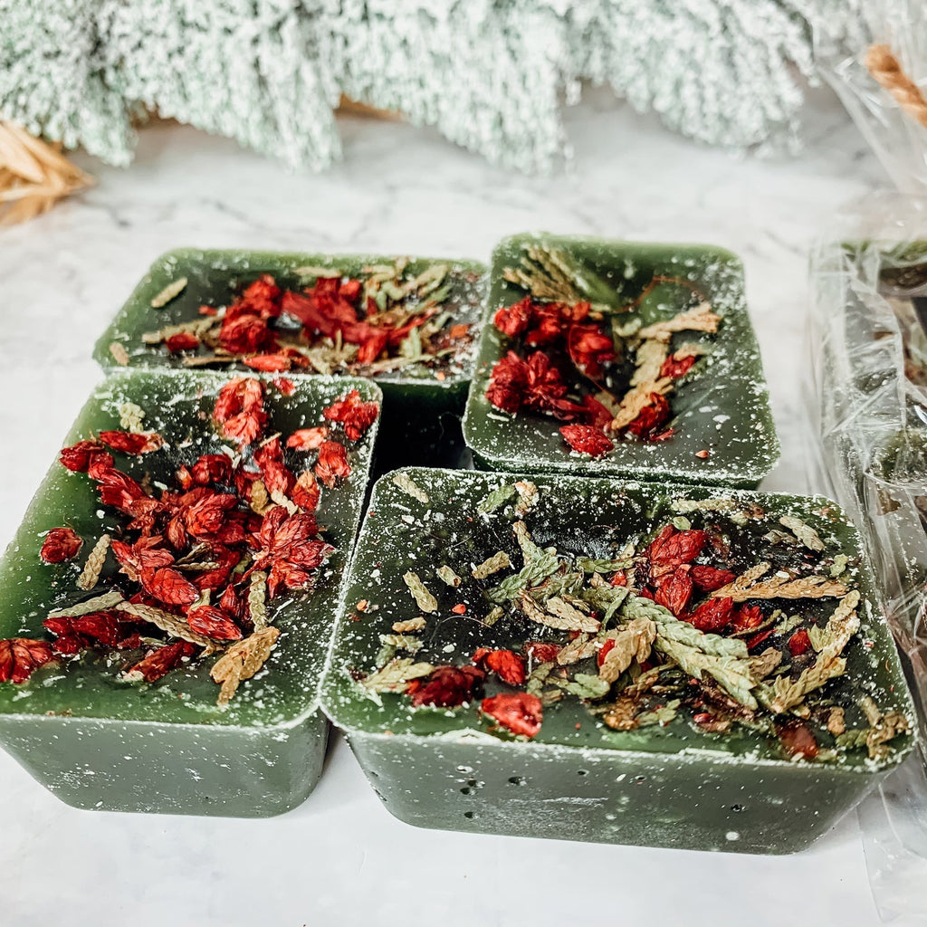 Cedar Berry XL Wax Melts Cranberry Sugar Wood Cabin Winter Scent With Cedar Tip BandsCo Straps