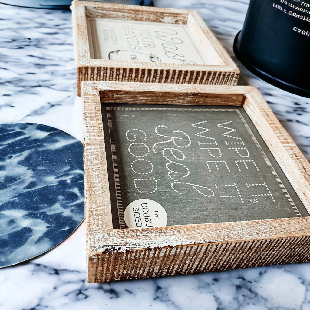 Double Sided Humorous Bathroom Sign Wipe It Real Good Reminder Wash Hands After Use BandsCo Straps