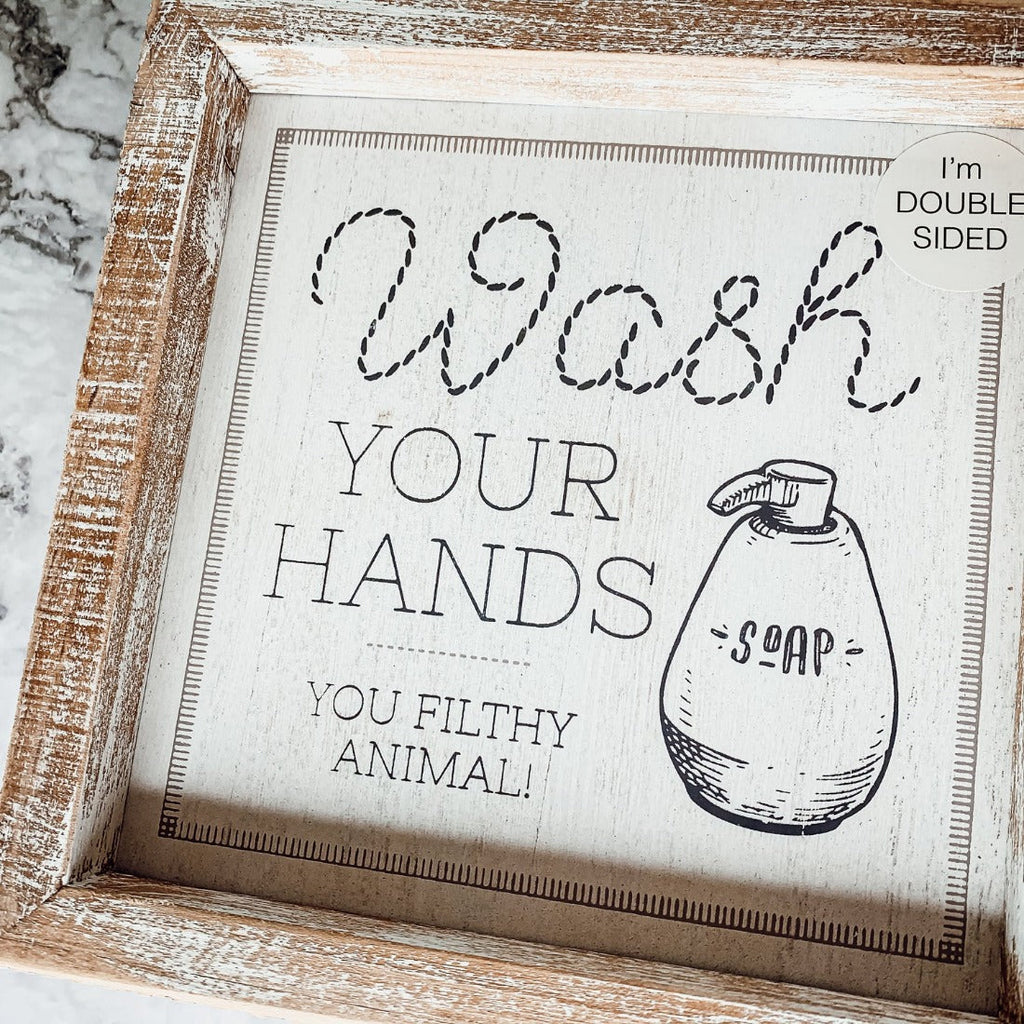 Double Sided Humorous Bathroom Sign Wipe It Real Good Reminder Wash Hands After Use BandsCo Straps