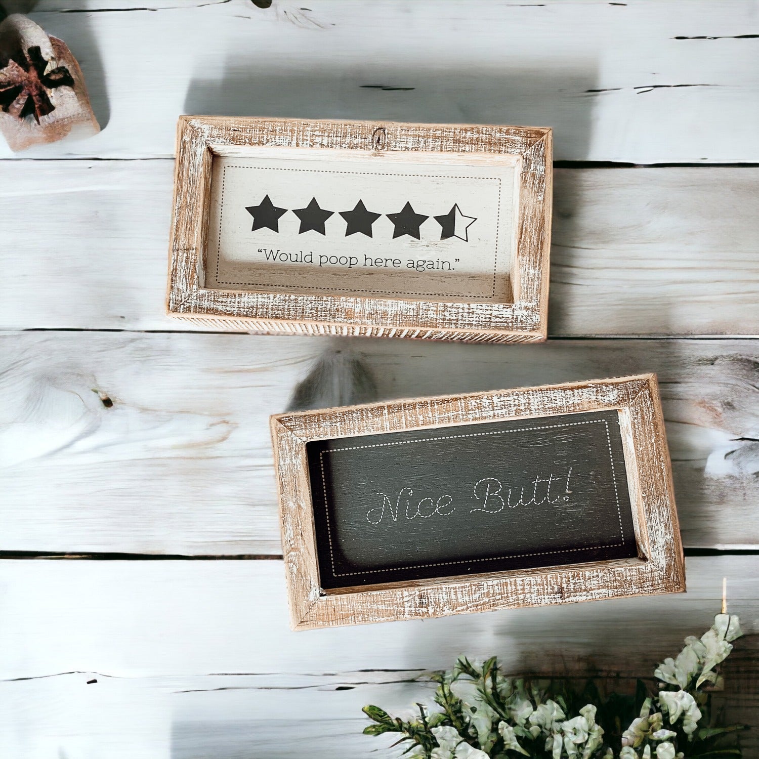 Funny Double Sided Bathroom Sign Guest Restroom Humor Decor Gift For Remodel Homes BandsCo Straps