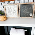 Double Sided Humorous Bathroom Sign Wipe It Real Good Reminder Wash Hands After Use BandsCo Straps