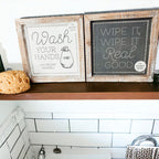 Double Sided Humorous Bathroom Sign Wipe It Real Good Reminder Wash Hands After Use BandsCo Straps